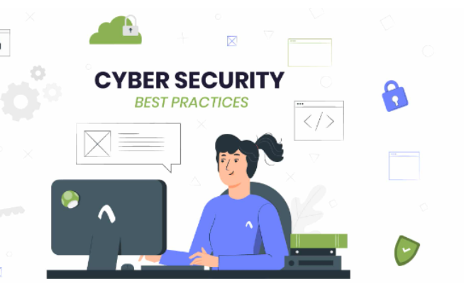 cyber security best practices cartoon image - protection from Online Threats concept image